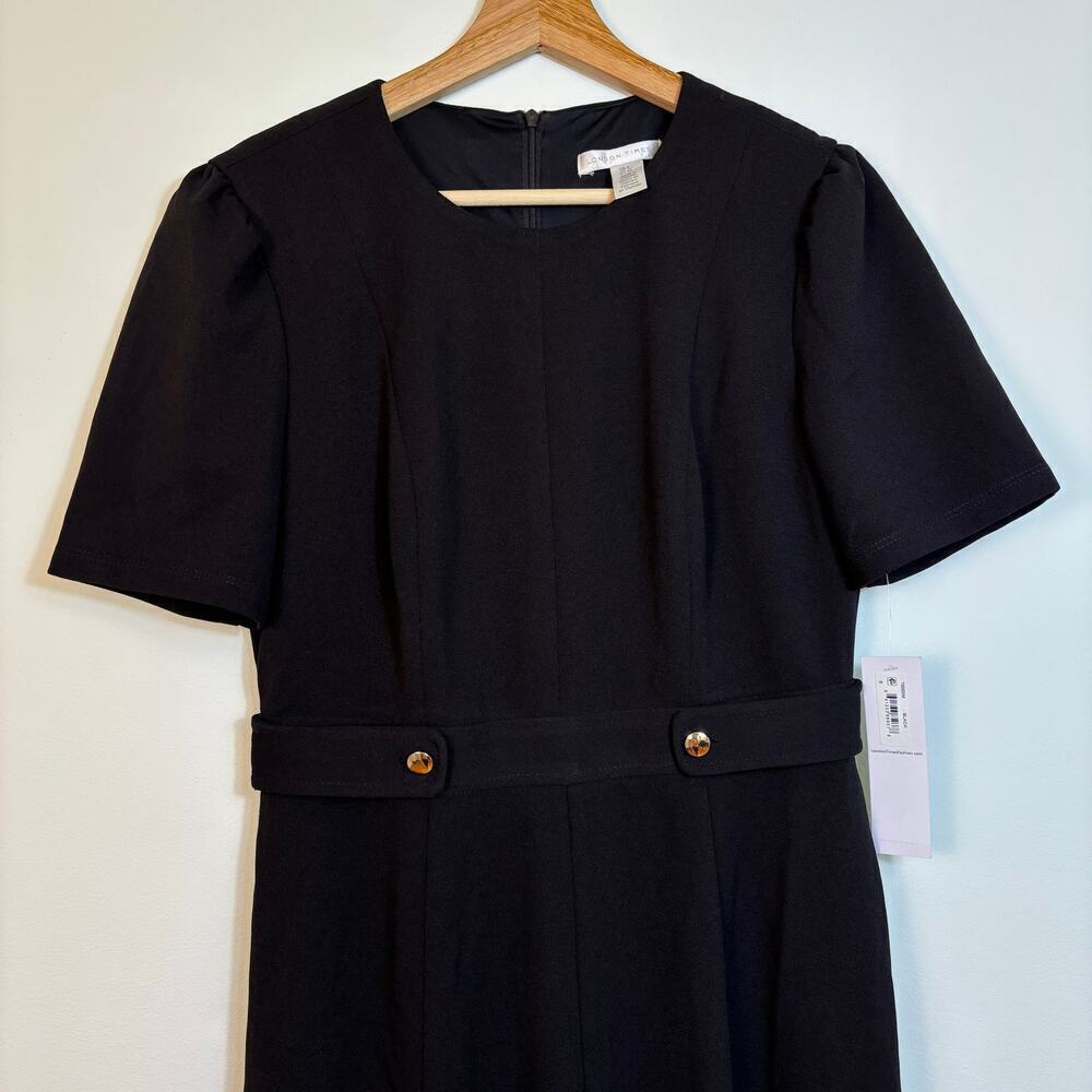 London Times Short Sleeve Fit and Flare Midi Dress Size 6 Taps Minimal Fall NWT - Picture 10 of 13